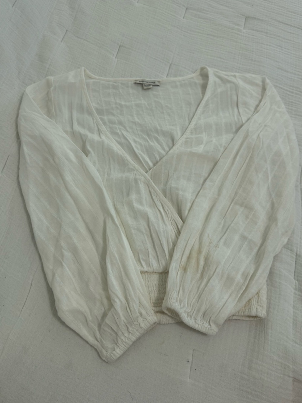 American Eagle Outfitters Cream Wrap Blouse